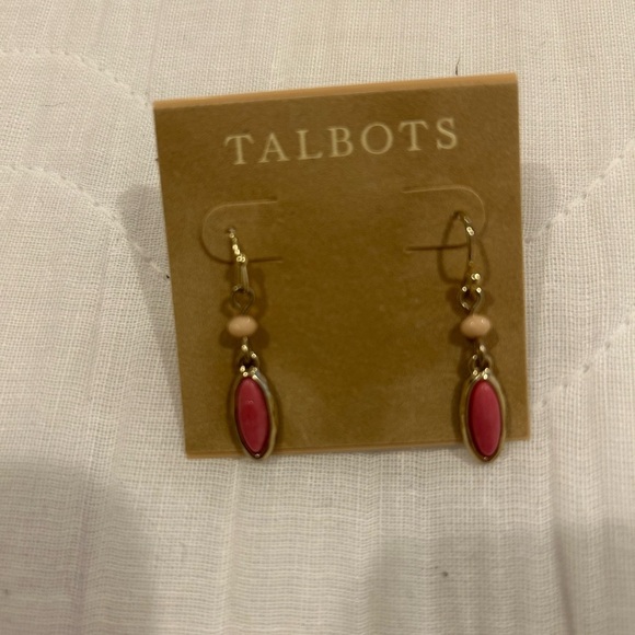 Talbots Pink and Gold Dangle Earrings - Picture 1 of 2
